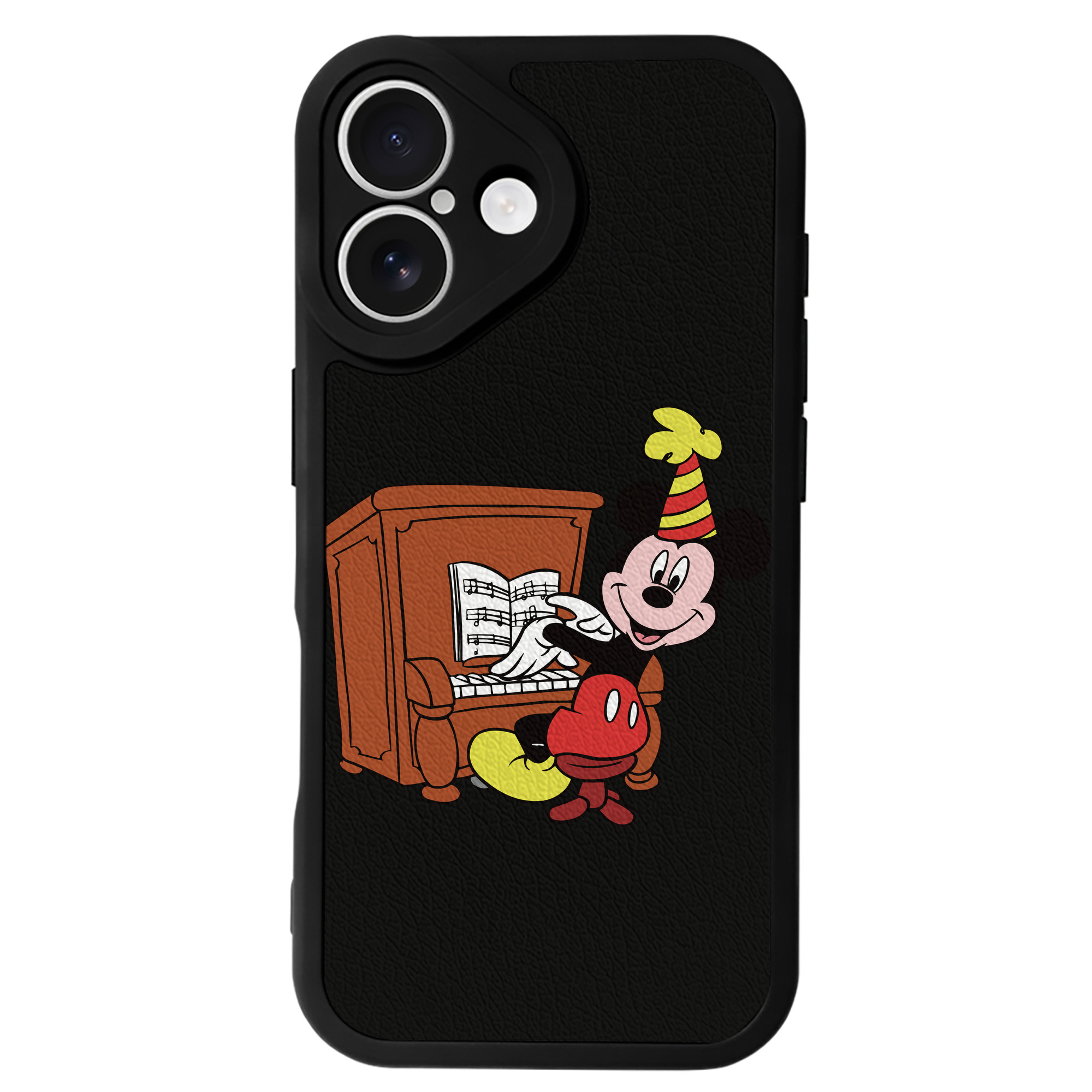 （画像用） ミッキーマウス Mickey Mouse 【iPhone 16シリーズ対応】シリコンスマホケース（レザー調） 材質：シリコン